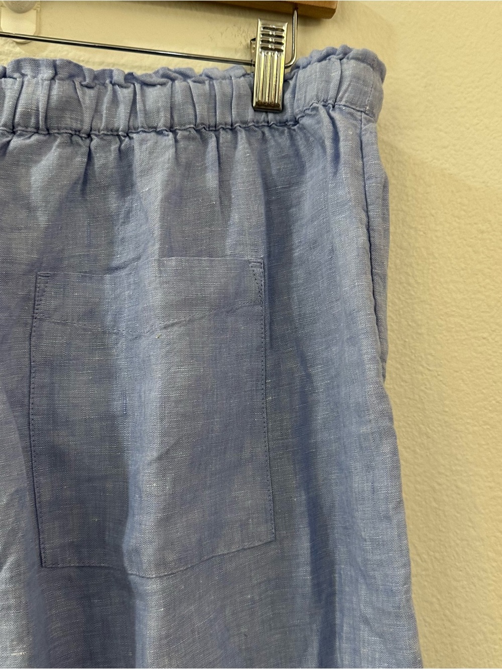 J. Crew Women's Elastic Waist Drawstring 100% Linen Pants Size LP Blue - Picture 7 of 9